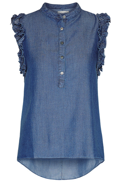 Damen Bluse Aus Lyocell (Tencel) "Tencel Denim Volant Blouse" günstig online kaufen