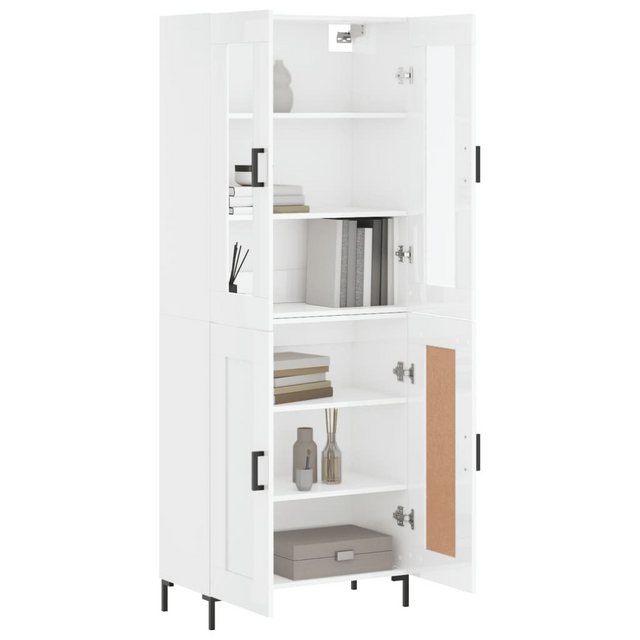 vidaXL Vitrine Highboard Hochglanz-Weiß 69,5x34x180 cm Spanplatte Glas Vitr günstig online kaufen