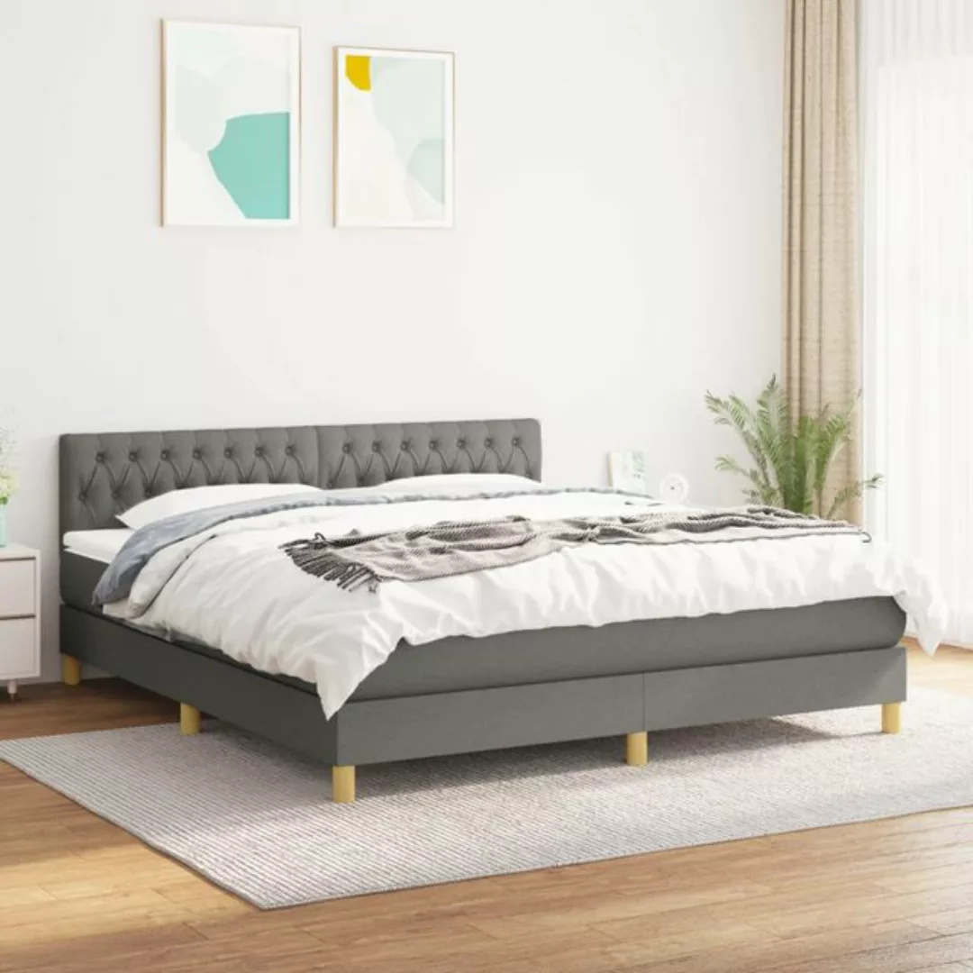 vidaXL Bettgestell Boxspringbett mit Matratze Dunkelgrau 180x200 cm Stoff B günstig online kaufen