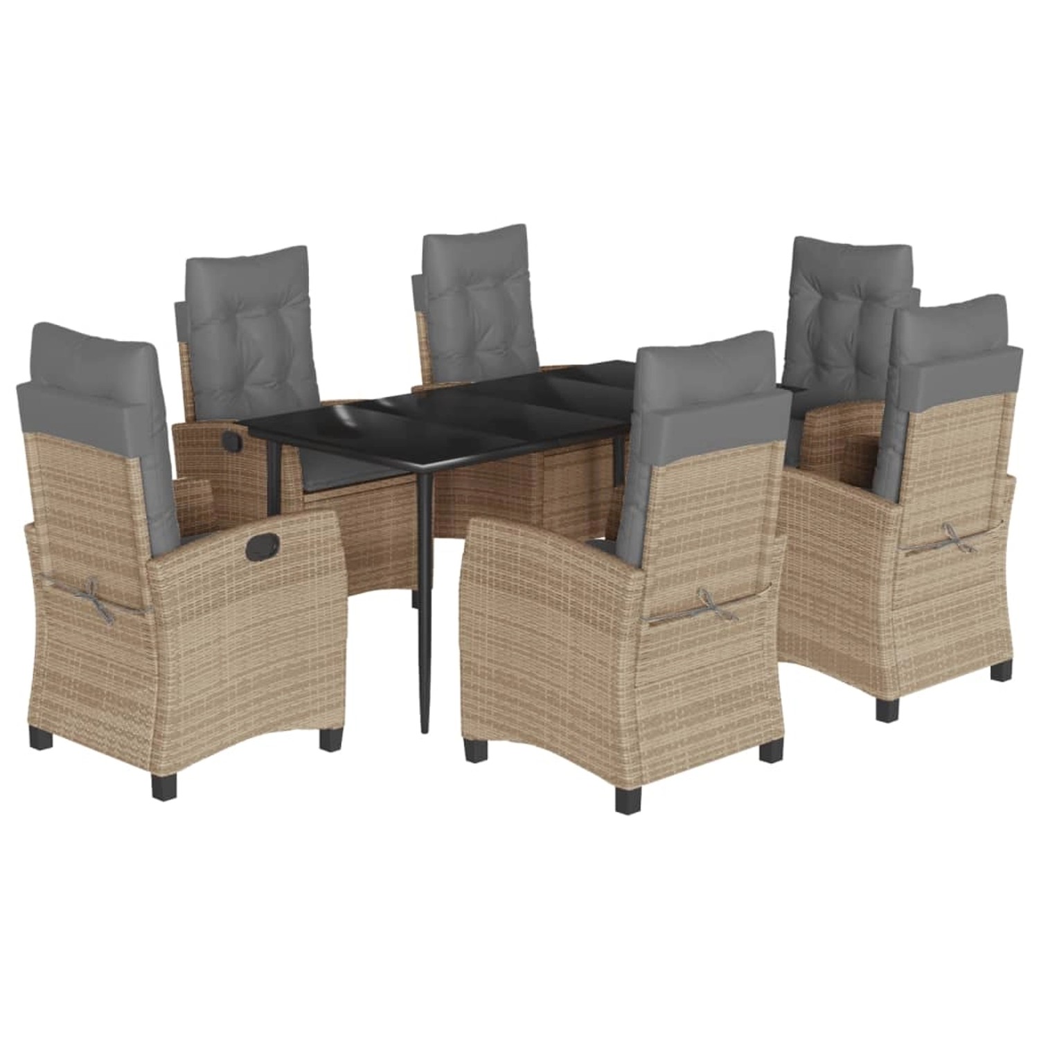 vidaXL 7-Tlg Garten-Essgruppe mit Kissen Beigemischung Poly Rattan 3212827 günstig online kaufen