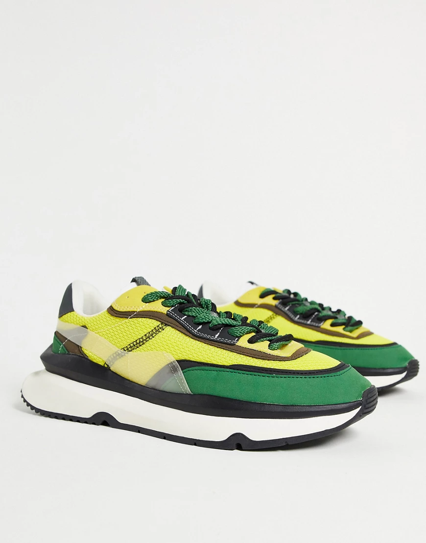 Bershka – Sneaker in Grün und Gelb günstig online kaufen
