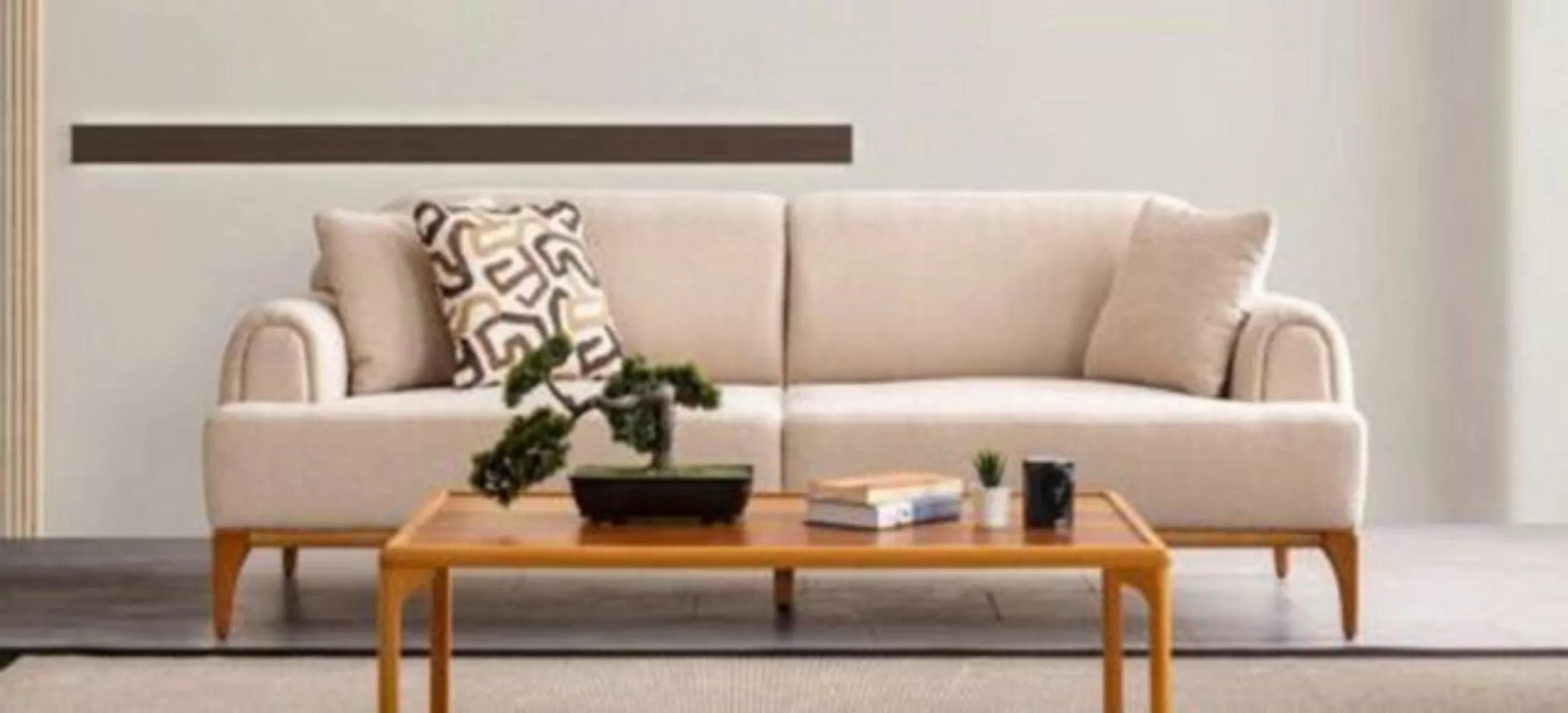 JVmoebel 3-Sitzer Modern Sofa 3 Sitzer Wohnzimmer Beige xxl 220cm Luxus Möb günstig online kaufen