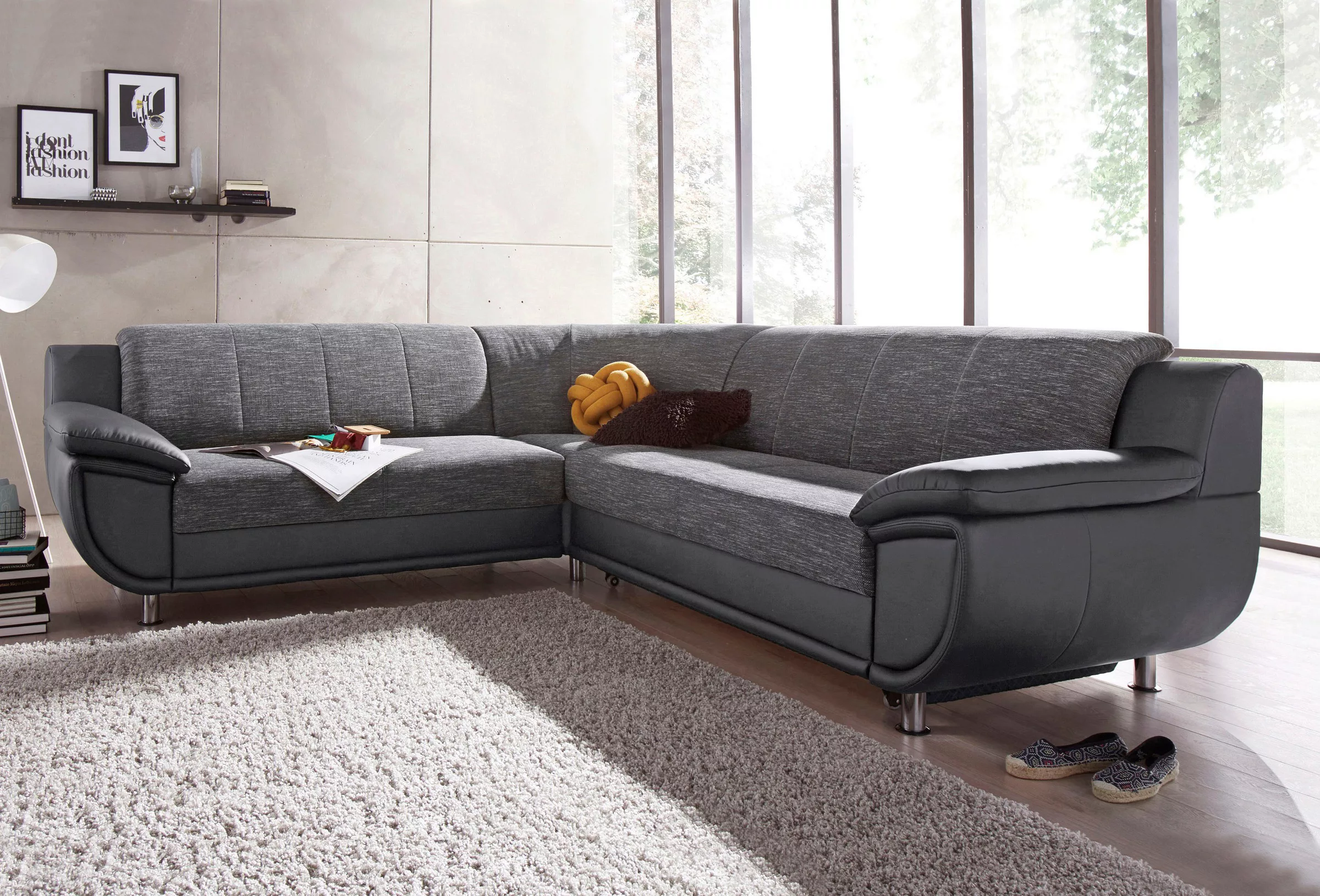 TRENDMANUFAKTUR Ecksofa "Rondo 3, zeitlos und modern, im Materialmix, L-For günstig online kaufen