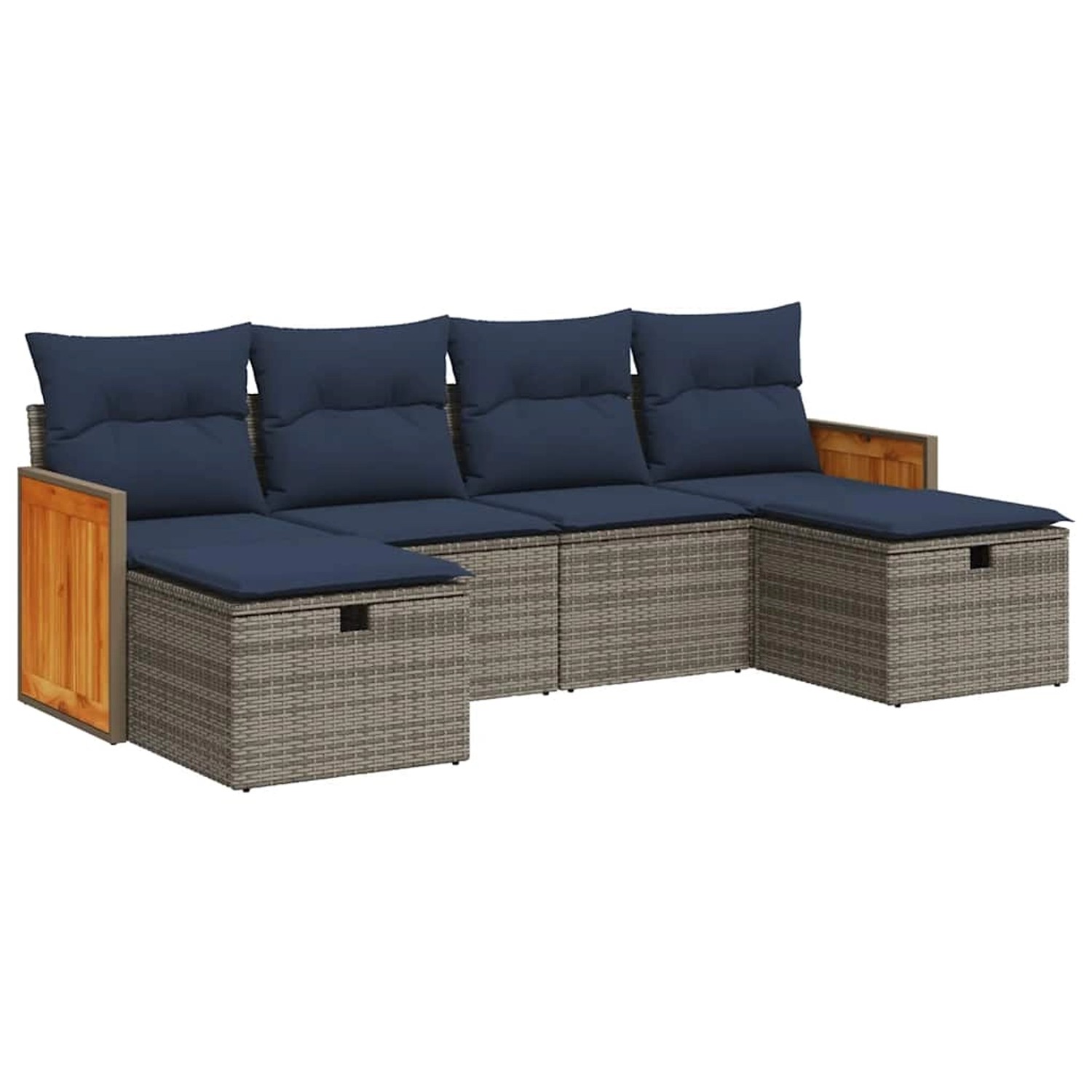 vidaXL 6-Tlg Garten-Sofagarnitur mit Kissen Grau Poly Rattan 3326058 günstig online kaufen