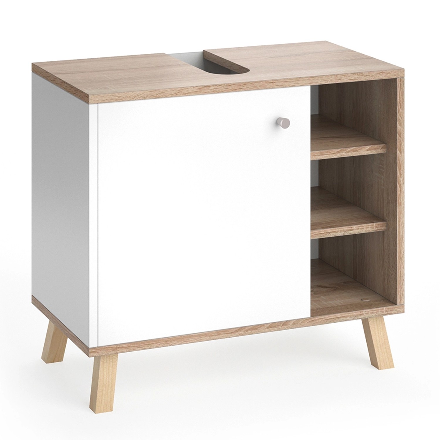 Vicco Waschbeckenunterschrank Senyo, Weiß/Sonoma, 60 x günstig online kaufen