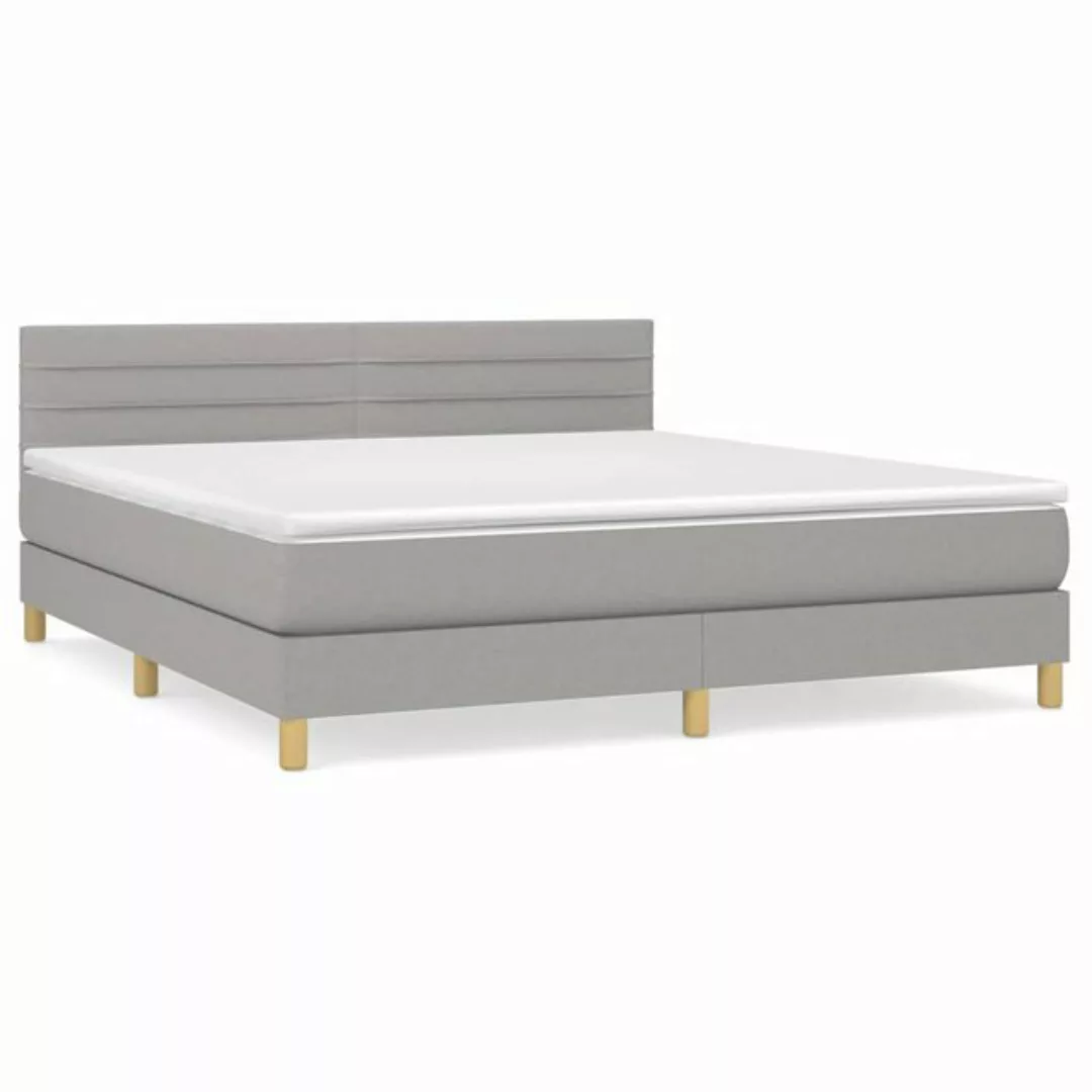 vidaXL Boxspringbett Boxspringbett mit Matratze Hellgrau 180x200 cm Stoff B günstig online kaufen