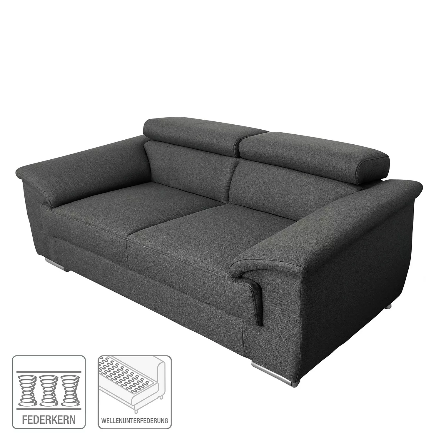 home24 Modoform Sofa Swaine 3-Sitzer Anthrazit Webstoff 213x78x100 cm günstig online kaufen