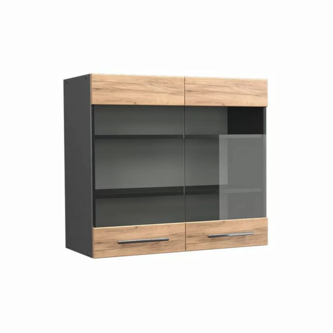 Vicco Glashängeschrank Fame-Line, Goldkraft Eiche/Anthrazit, 80 cm günstig online kaufen