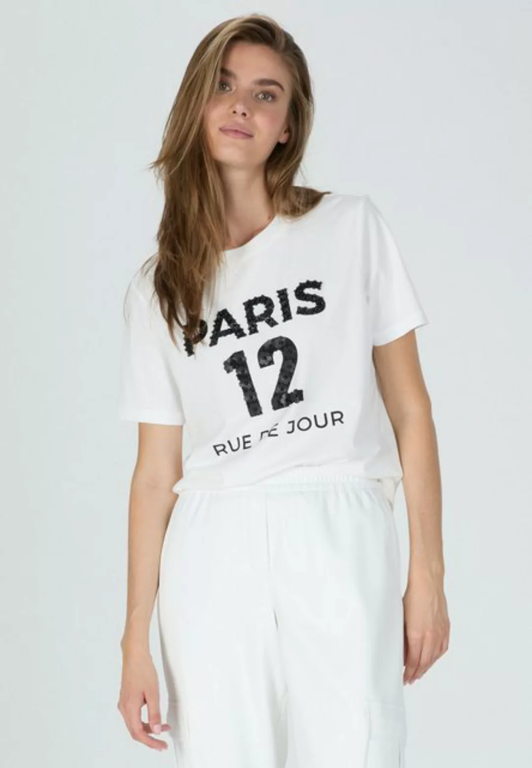 MARC AUREL T-Shirt mit besticktem "Paris" Print günstig online kaufen