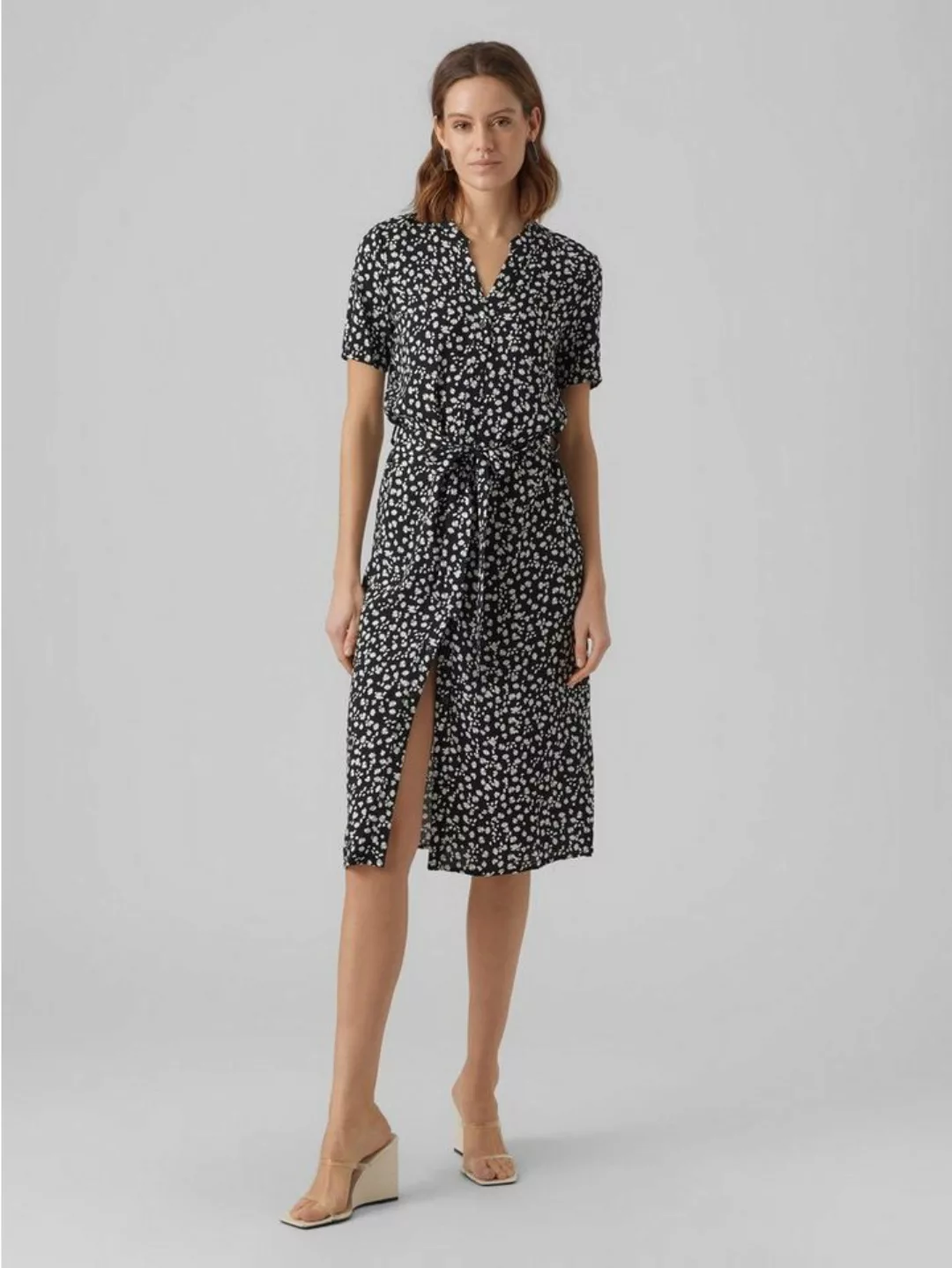 Vero Moda Shirtkleid Midi Blusen Kleid Kurzarm Tunika Dress VMVICA (lang) 5 günstig online kaufen