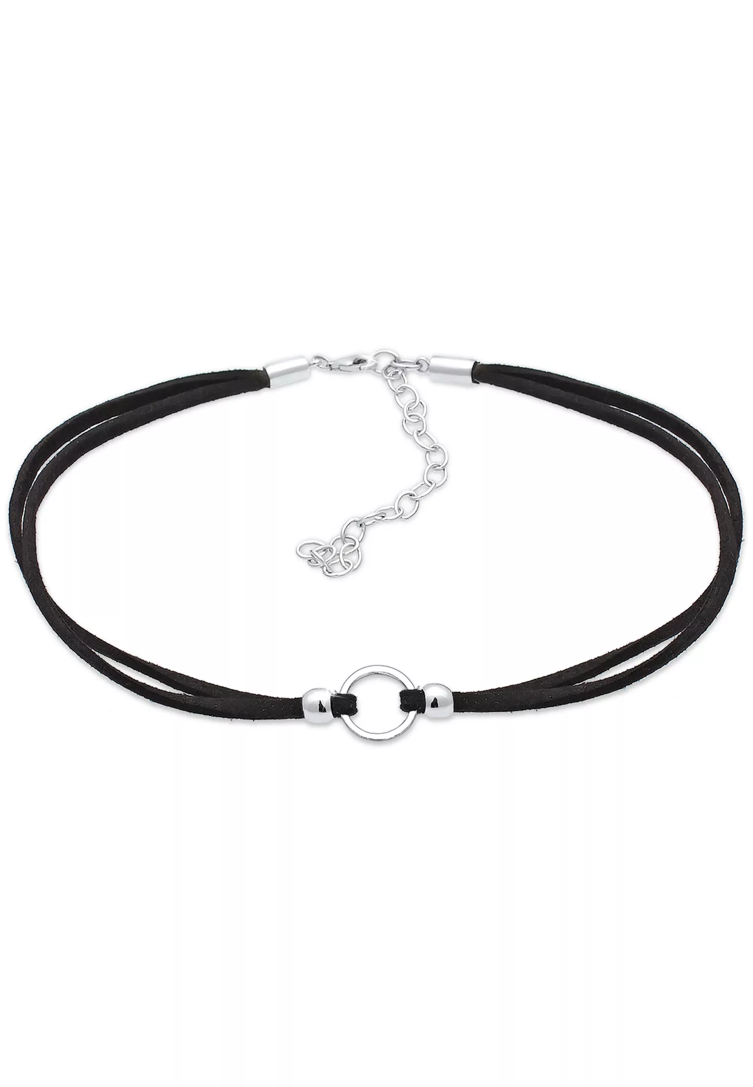 Elli Collier "Halsband schwarz Choker mit Kreis 925 Silber" günstig online kaufen