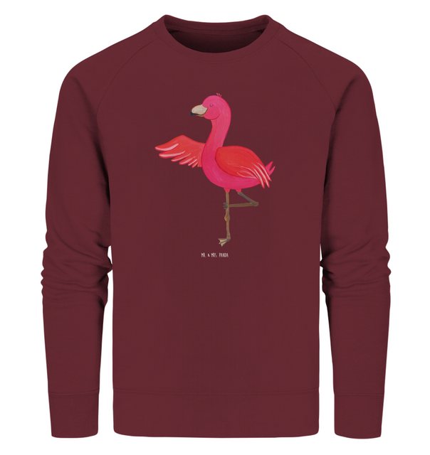 Mr. & Mrs. Panda Longpullover Größe XL Flamingo Yoga - Burgundy - Geschenk, günstig online kaufen