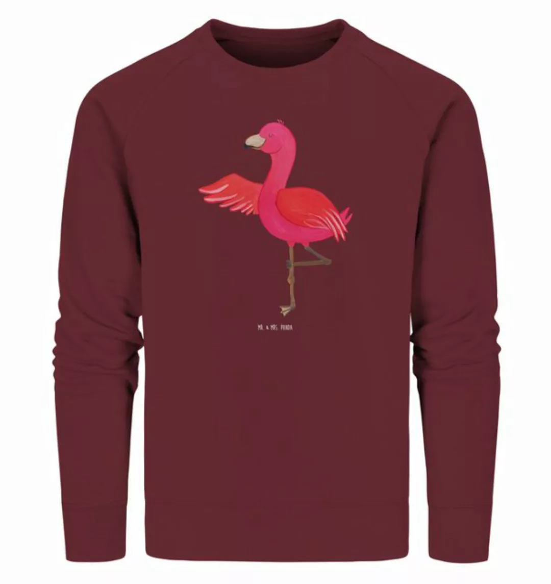 Mr. & Mrs. Panda Longpullover Größe XL Flamingo Yoga - Burgundy - Geschenk, günstig online kaufen