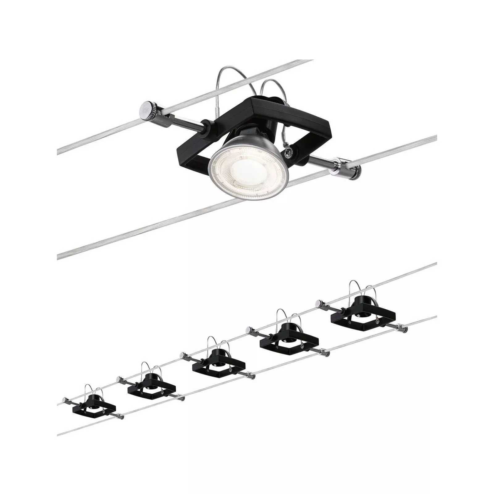 Paulmann Mac II Seilsystem, schwarz matt, 5 Spots günstig online kaufen