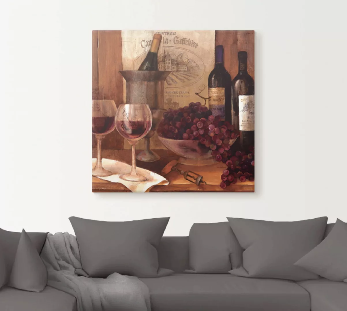 Artland Leinwandbild "Vintage Wein", Getränke, (1 St.), auf Keilrahmen gesp günstig online kaufen