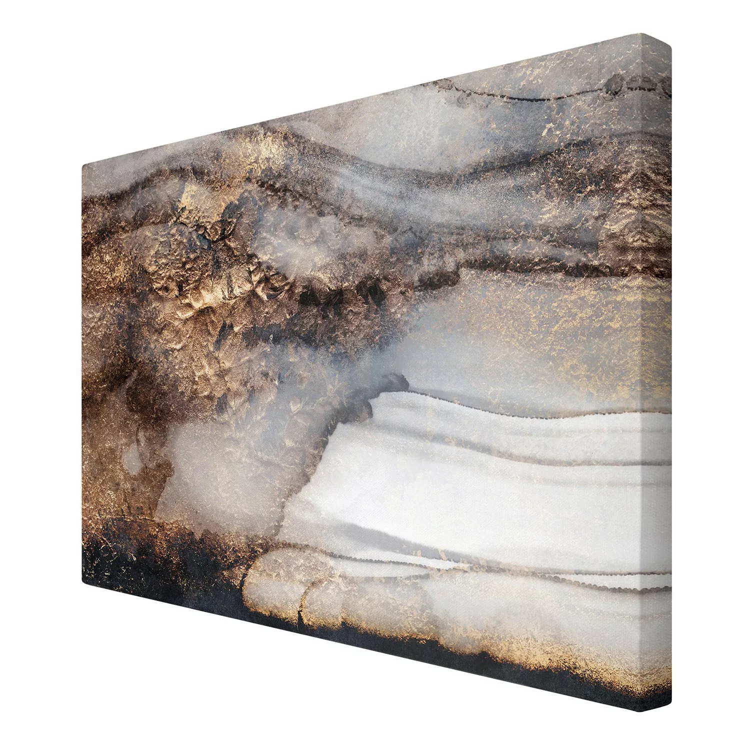 home24 Leinwandbild Goldener Marmor gemalt II günstig online kaufen