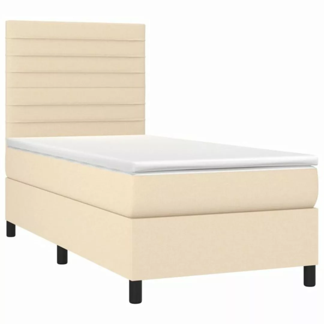 vidaXL Bett Boxspringbett mit Matratze & LED Creme 80x200 cm Stoff günstig online kaufen