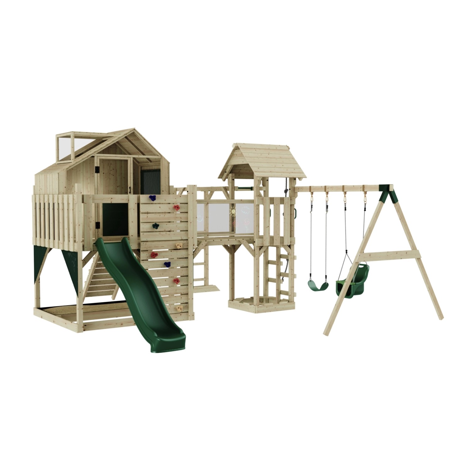 OutdoorToys Spielturm Knut mit Babyschaukel Dunkelgrün günstig online kaufen
