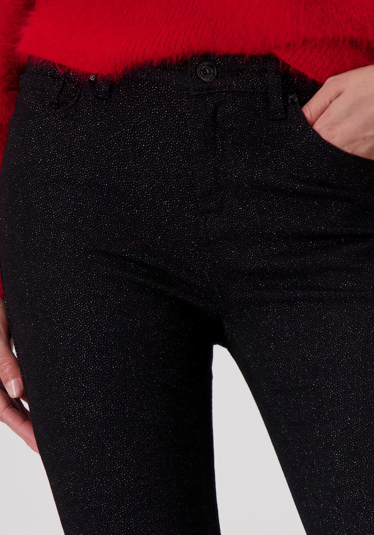 Monari Röhrenhose mit Glitzerdruck günstig online kaufen