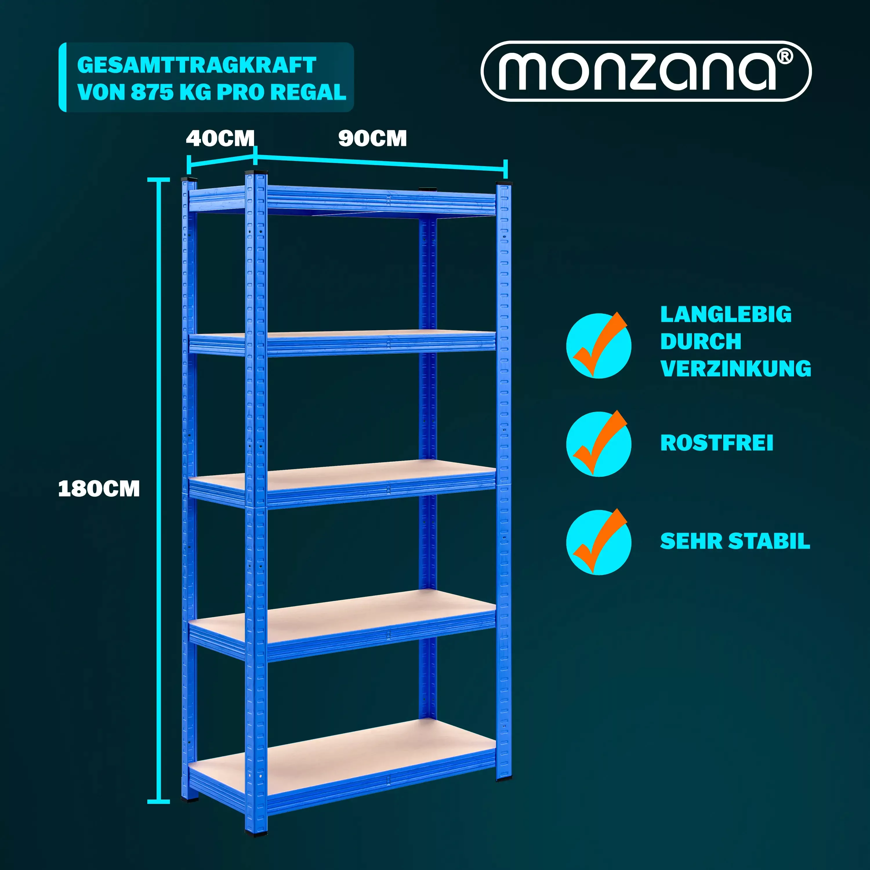 Schwerlastregal 2er-Set Blau 180x90x40cm 875kg günstig online kaufen