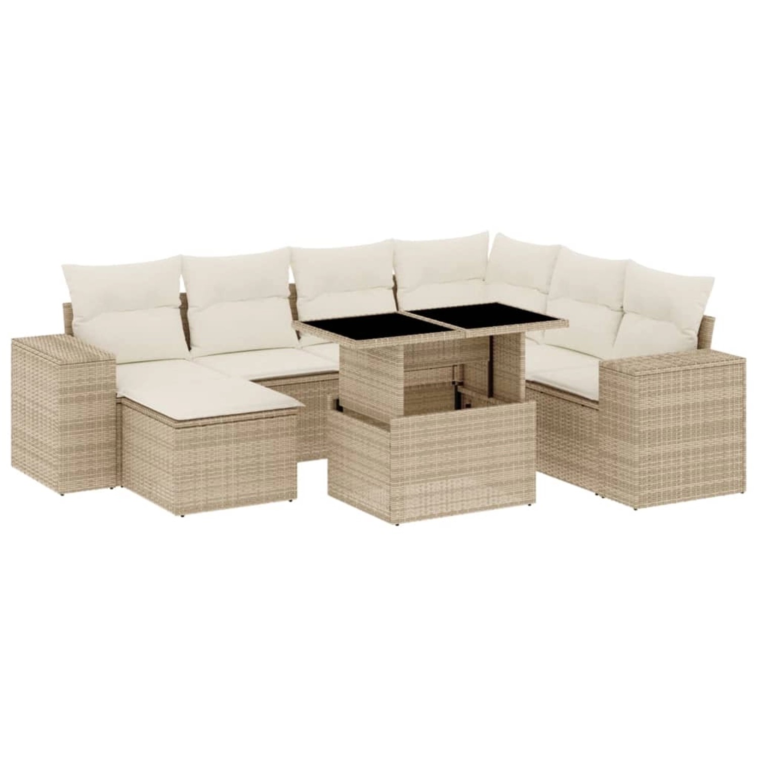 vidaXL 8-Tlg Garten-Sofagarnitur mit Kissen Beige Poly Rattan 3269328 günstig online kaufen