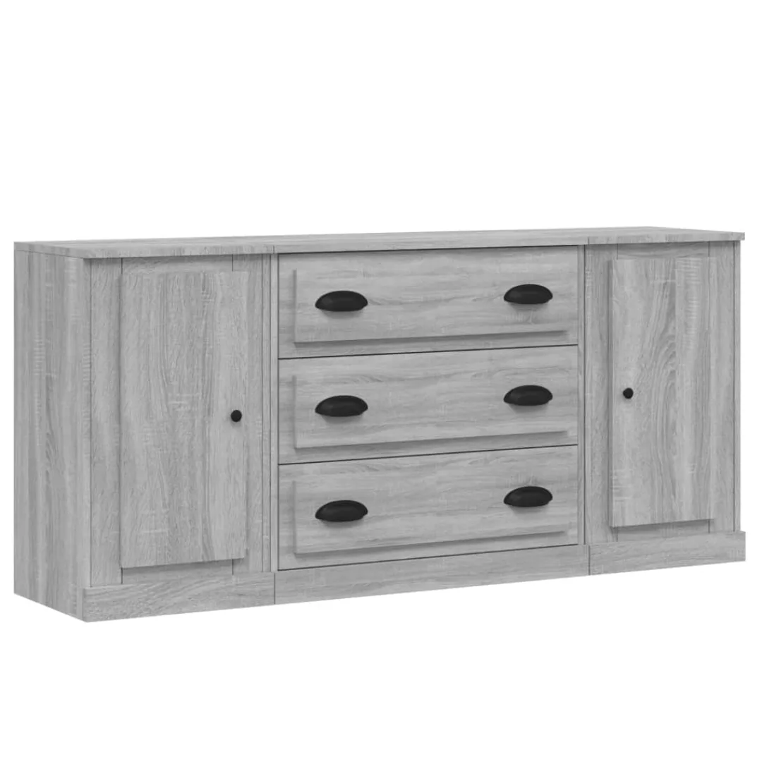 Vidaxl Sideboards 3 Stk. Grau Sonoma Holzwerkstoff günstig online kaufen