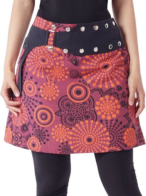 PUREWONDER Wickelrock Damen Rock mit Tasche und Print sk170 Baumwolle Einhe günstig online kaufen