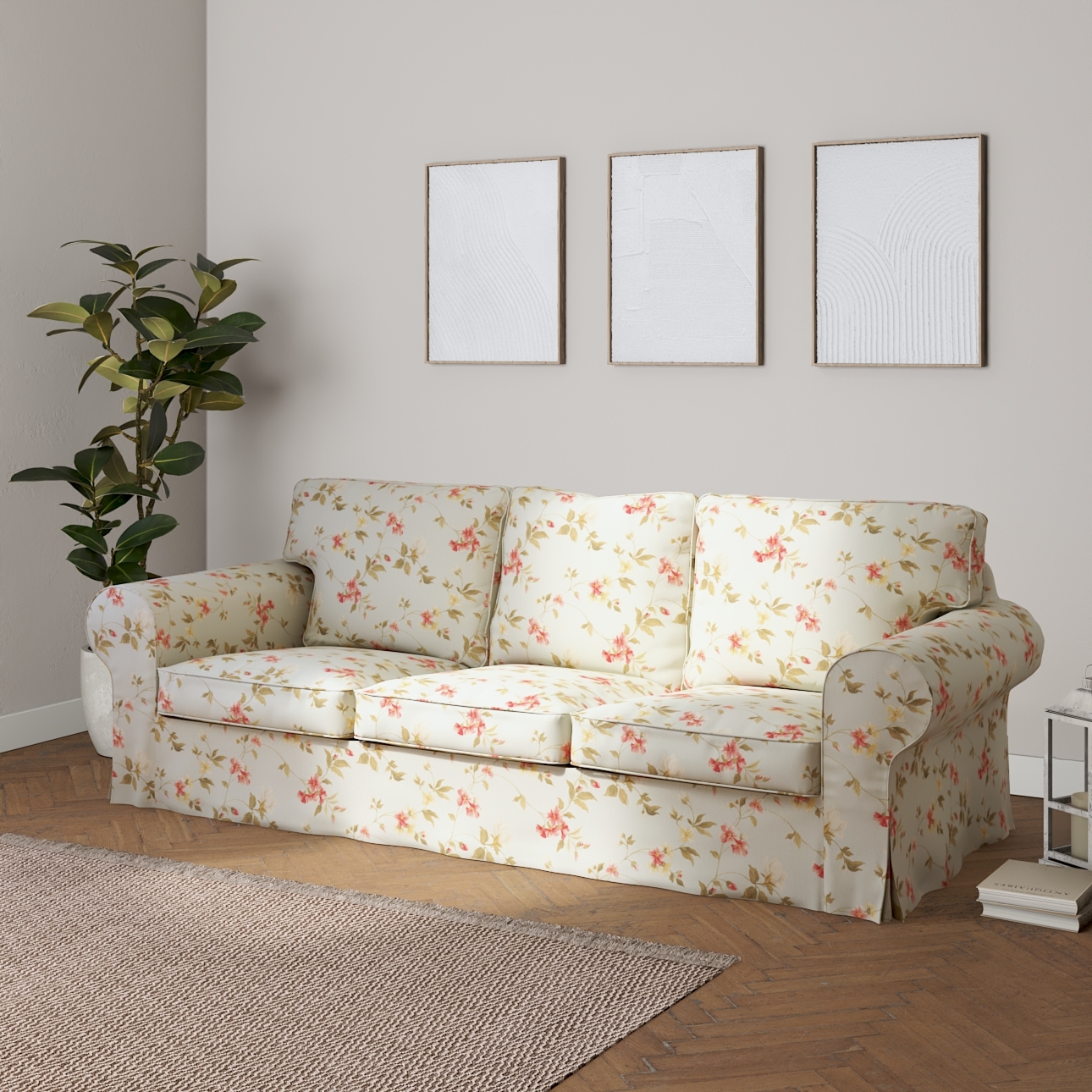 Bezug für Ektorp 3-Sitzer Sofa nicht ausklappbar, blau-rosa, Sofabezug für günstig online kaufen