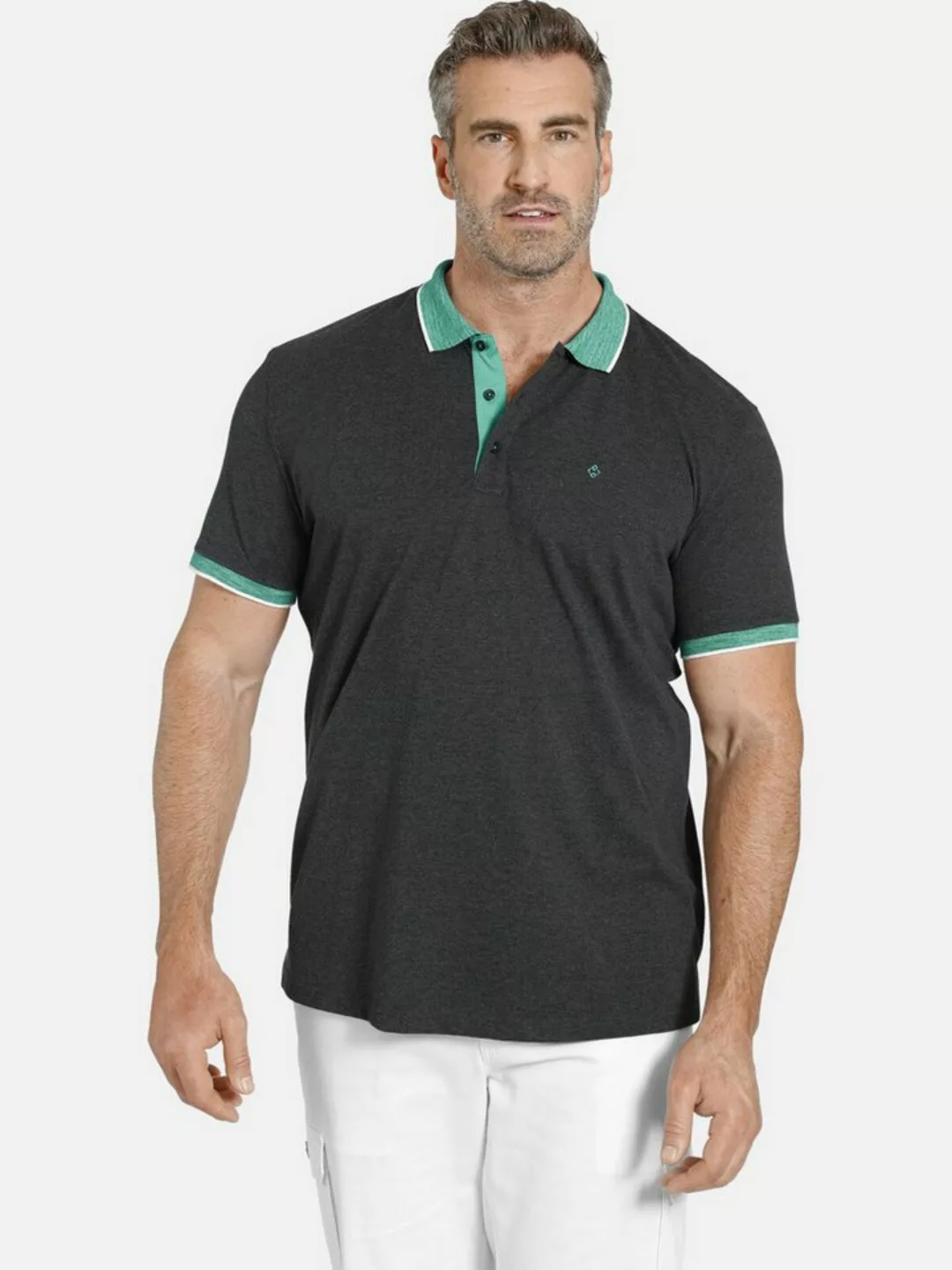 Charles Colby Poloshirt EARL CINNAK Kragen mit schmalen Streifen günstig online kaufen