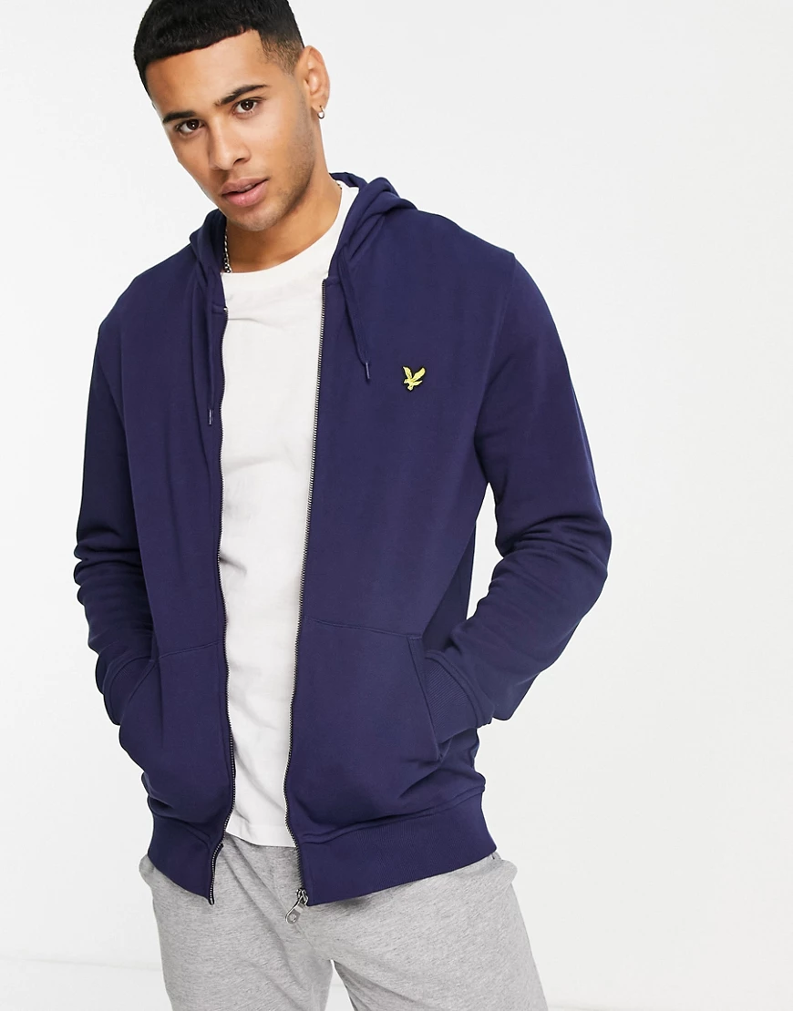 Lyle & Scott – Kapuzenpullover mit Reißverschluss in Marine-Marineblau günstig online kaufen