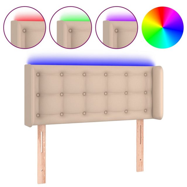 vidaXL Bett, LED Kopfteil Cappuccino-Braun 83x16x78/88 cm Kunstleder günstig online kaufen