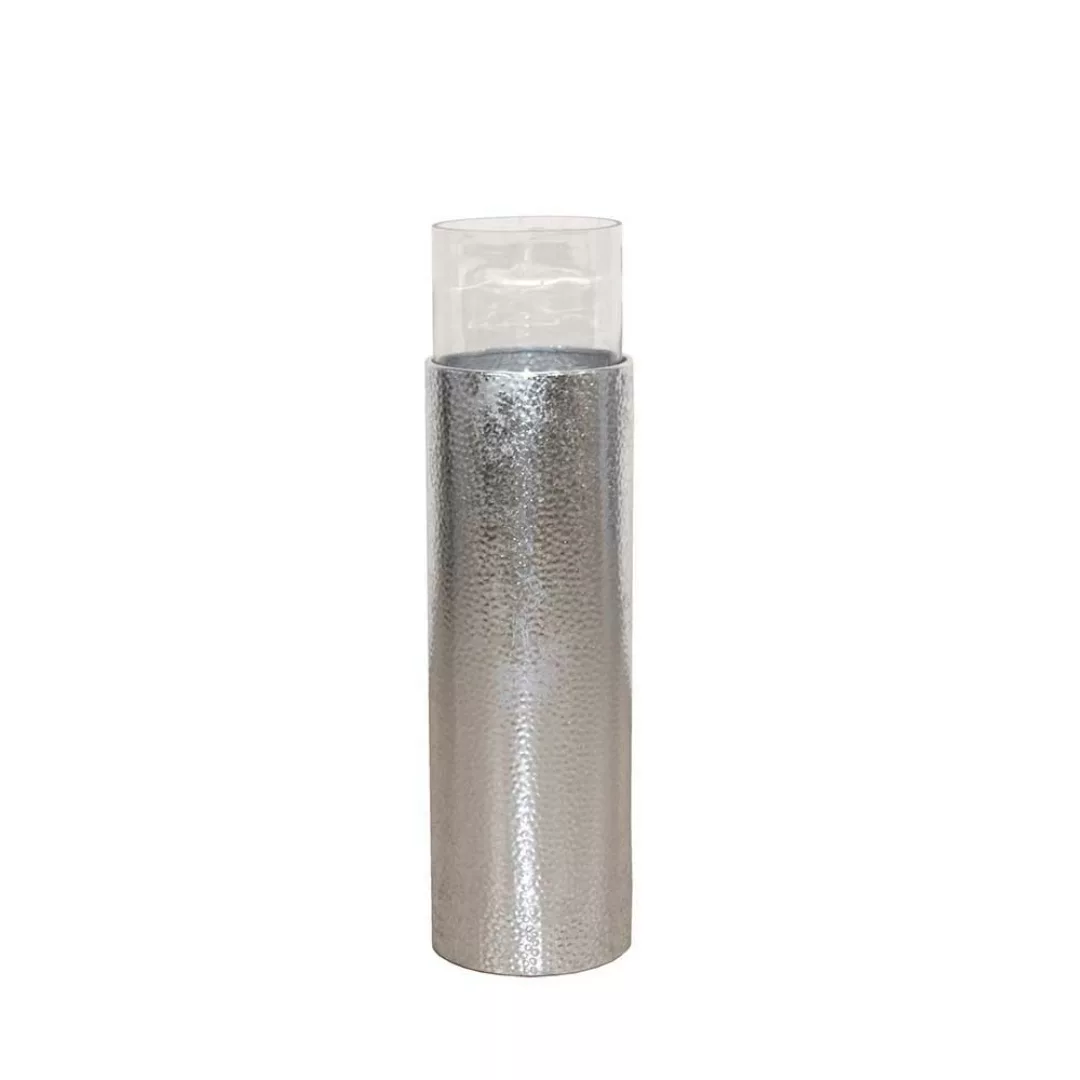 Deko Standwindlicht in Silberfarben Glas Zylinder günstig online kaufen