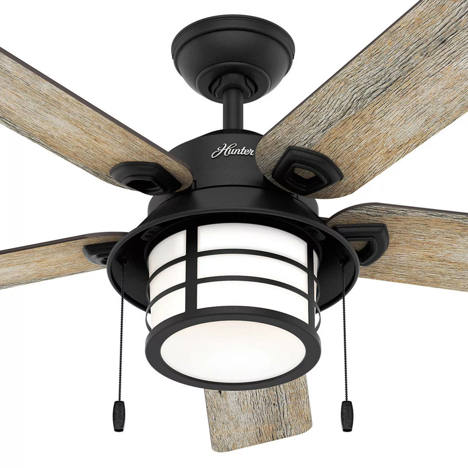 Hunter Santorini Ventilator m. Licht, holz/schwarz günstig online kaufen