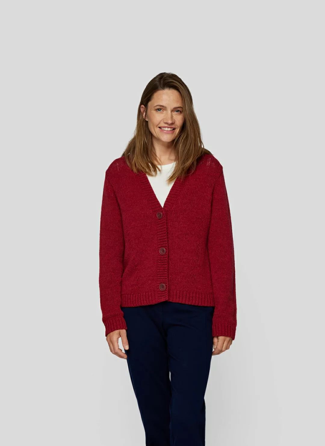 Rabe Strickjacke "RABE Kuscheliger roter Strick-Cardigan mit V-Ausschnitt" günstig online kaufen