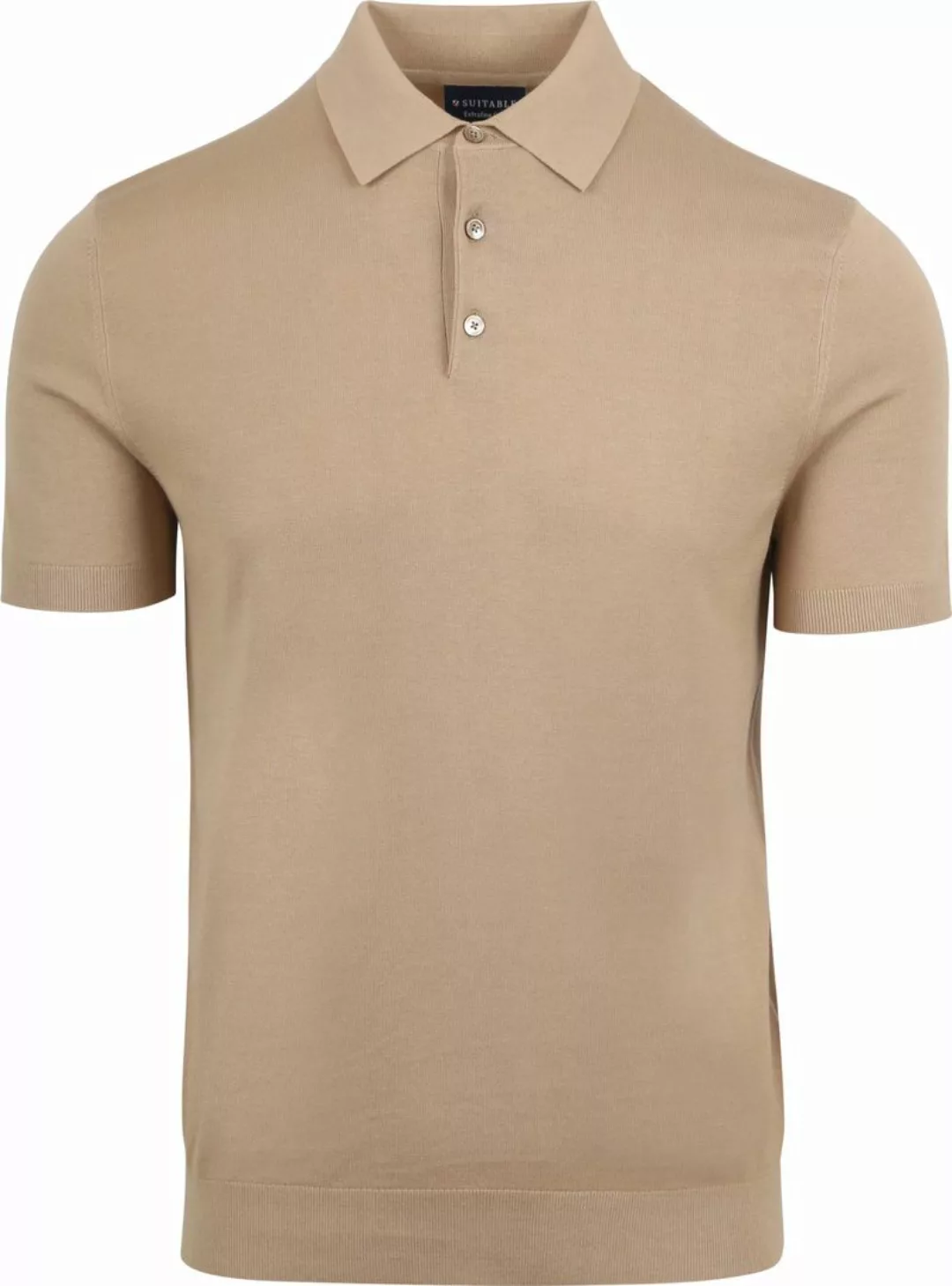 Suitable Knitted Poloshirt Beige - Größe M günstig online kaufen