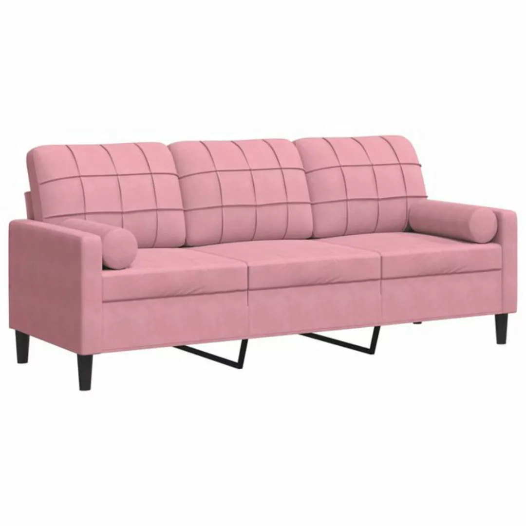 vidaXL Sofa 3-Sitzer-Sofa mit Zierkissen Rosa 180 cm Samt günstig online kaufen