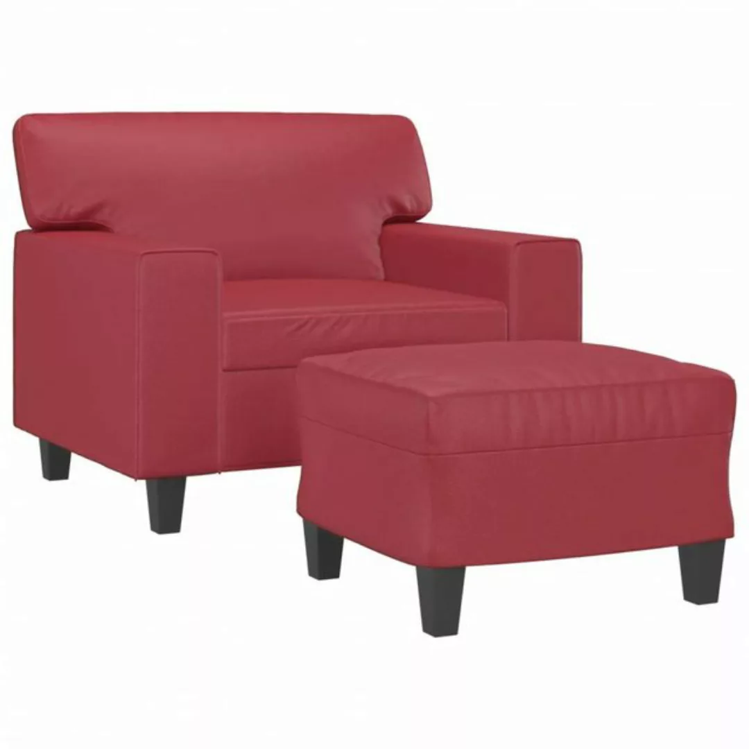 vidaXL Sofa Sessel mit Hocker Weinrot 60 cm Kunstleder günstig online kaufen