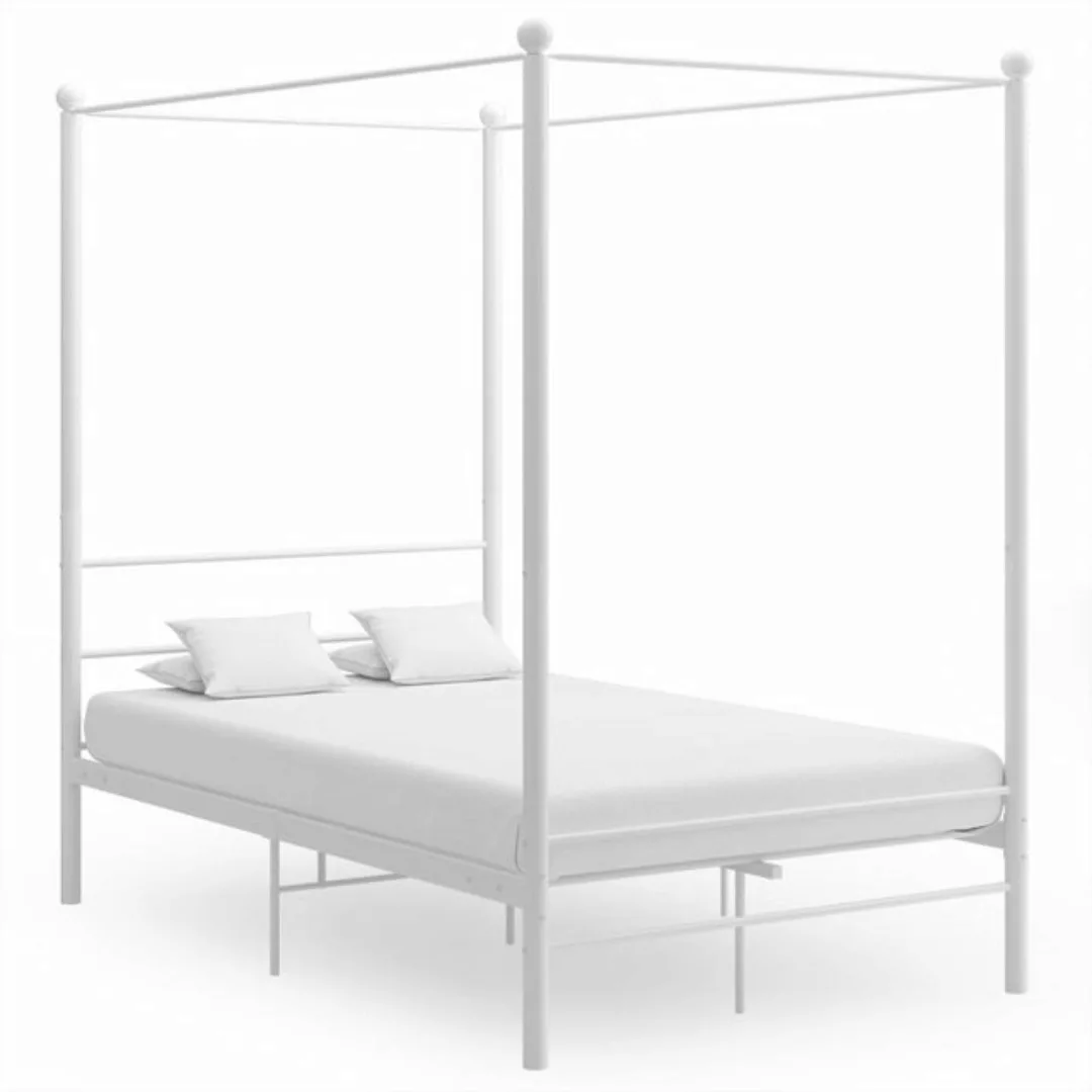 furnicato Bettgestell Himmelbett Weiß Metall 140x200 cm (1-tlg) günstig online kaufen