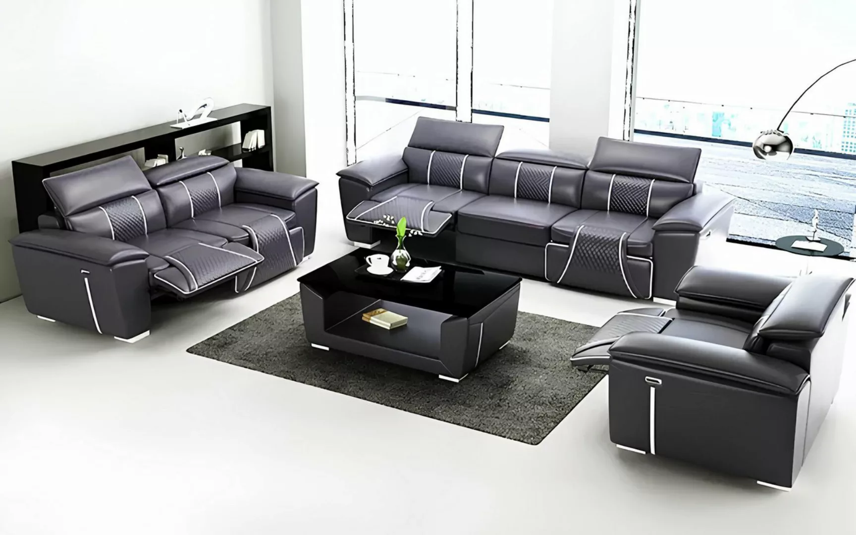 Xlmoebel Sofa Neu gestaltetes Set mit 3-Sitzer-Sofa, Couch und modernem Tis günstig online kaufen