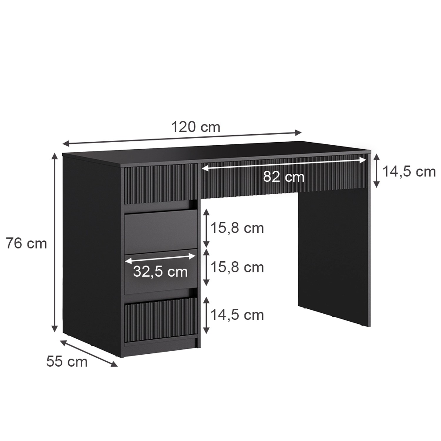 Vicco Schminktisch Omira, Schwarz, 120 cm günstig online kaufen