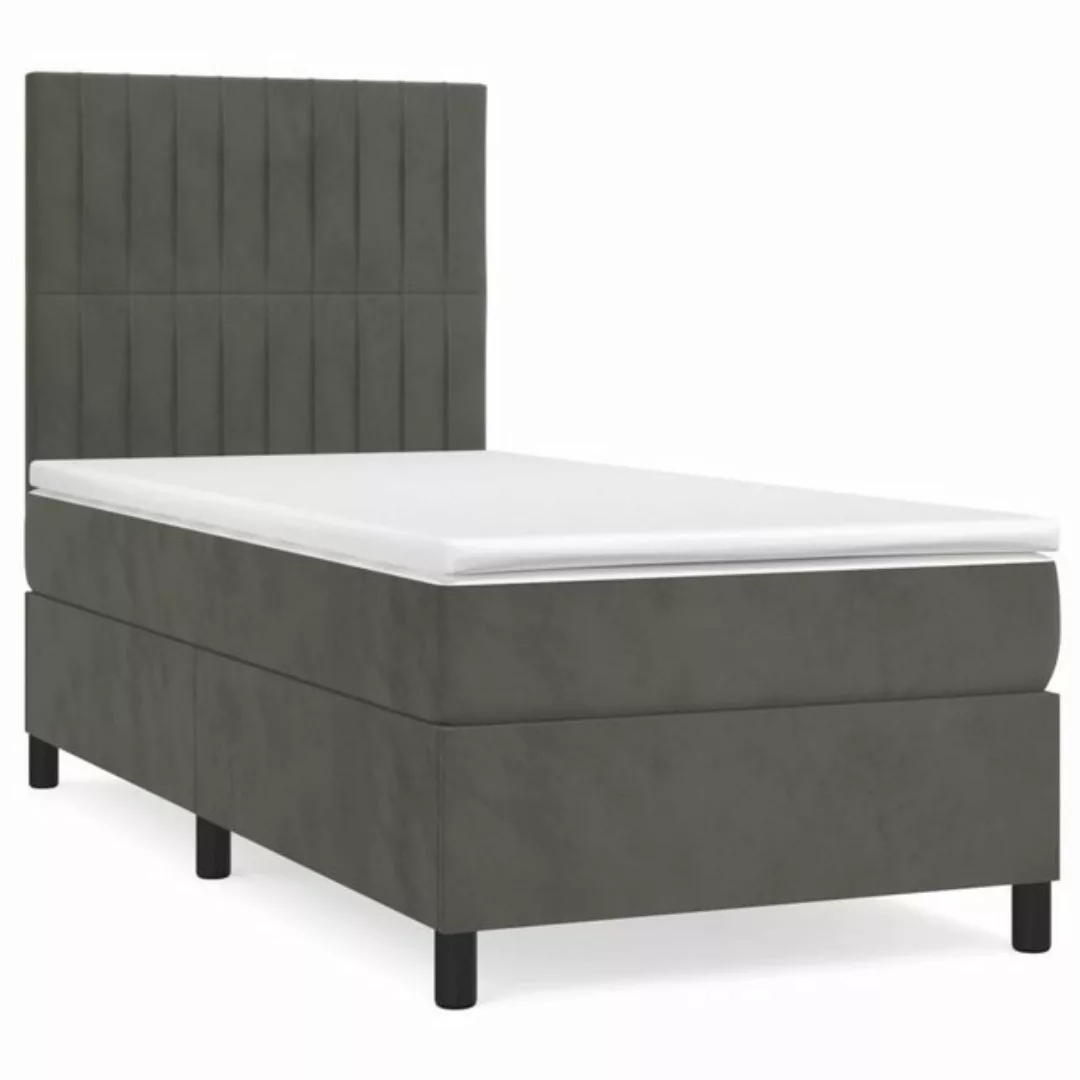 furnicato Bett Boxspringbett mit Matratze Dunkelgrau 100x200 cm Samt günstig online kaufen