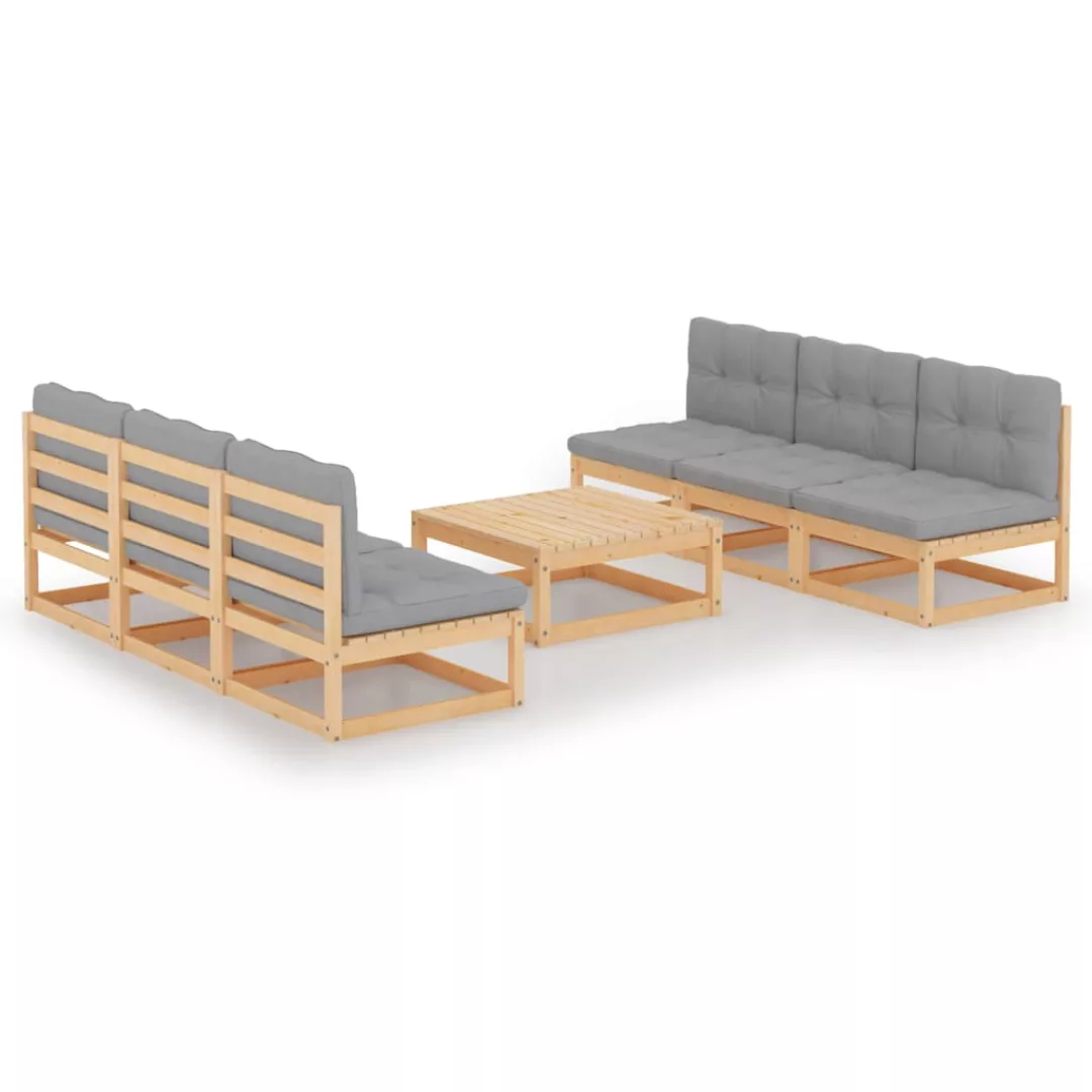 7-tlg. Garten-lounge-set Mit Kissen Kiefer Massivholz günstig online kaufen