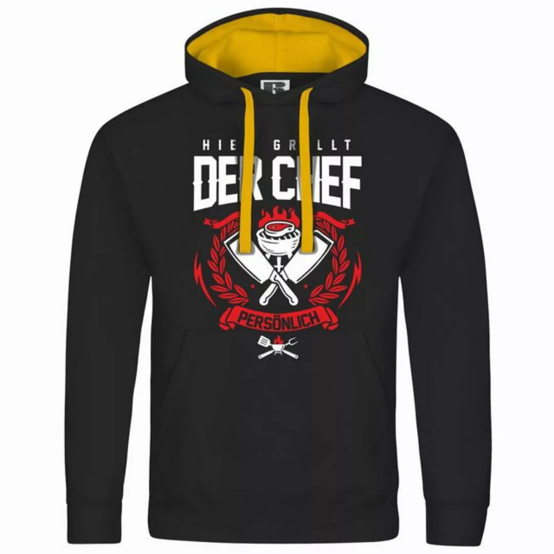 deinshirt Kapuzenpullover Herren Kapuzenpullover Hier grillt der Chef noch günstig online kaufen