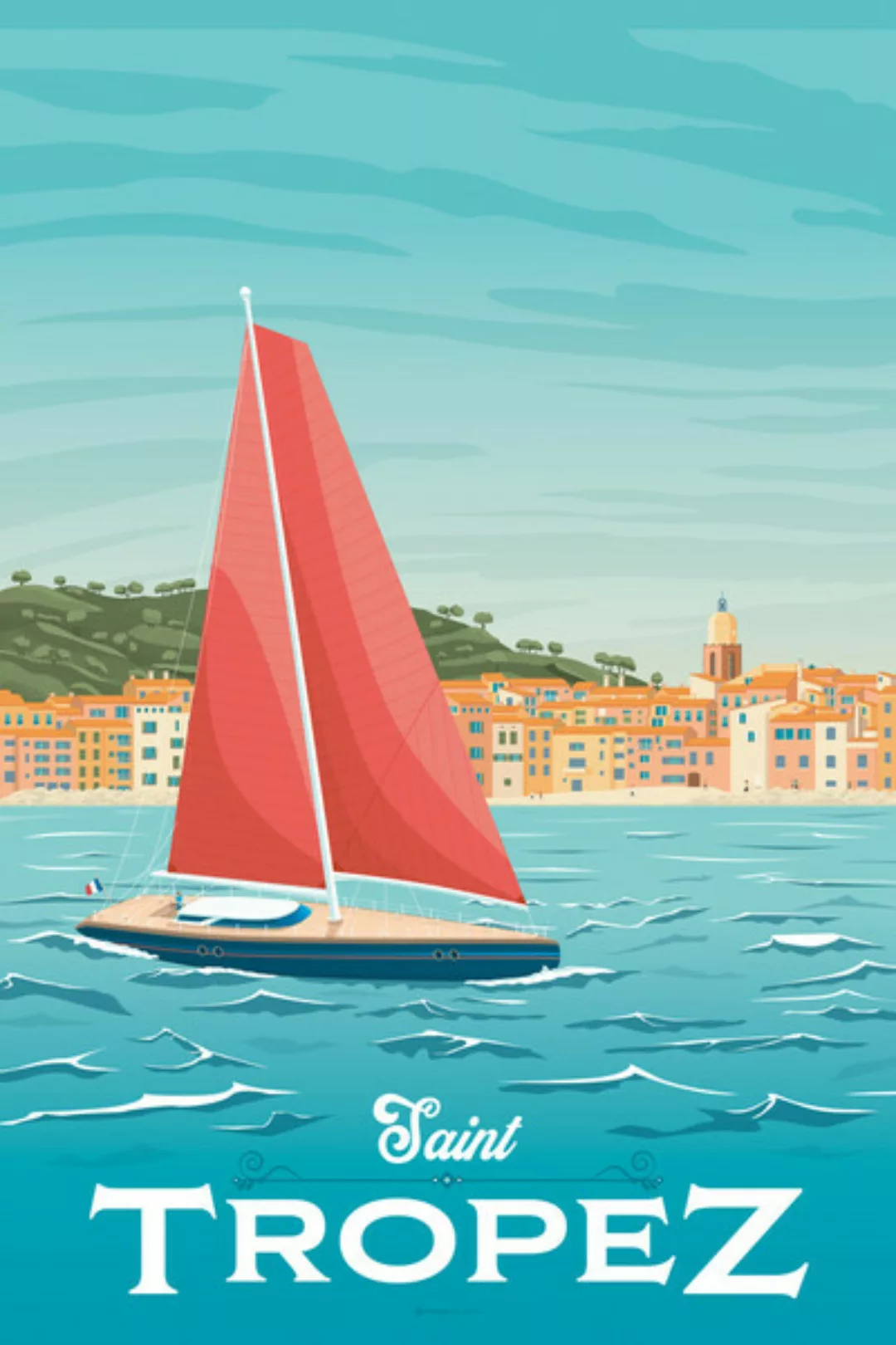 Poster / Leinwandbild - Saint Tropez Vintage Travel Wandbild günstig online kaufen