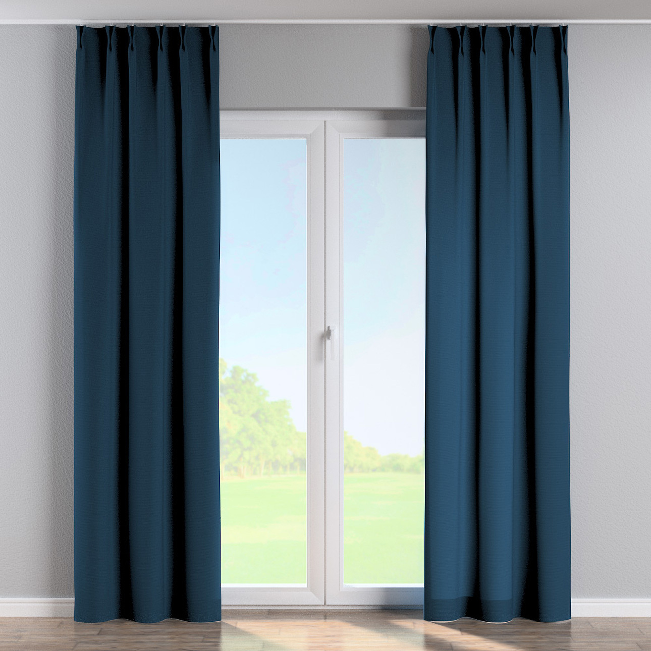 Vorhang mit flämischen 2-er Falten, marinenblau , Cotton Panama (702-48) günstig online kaufen