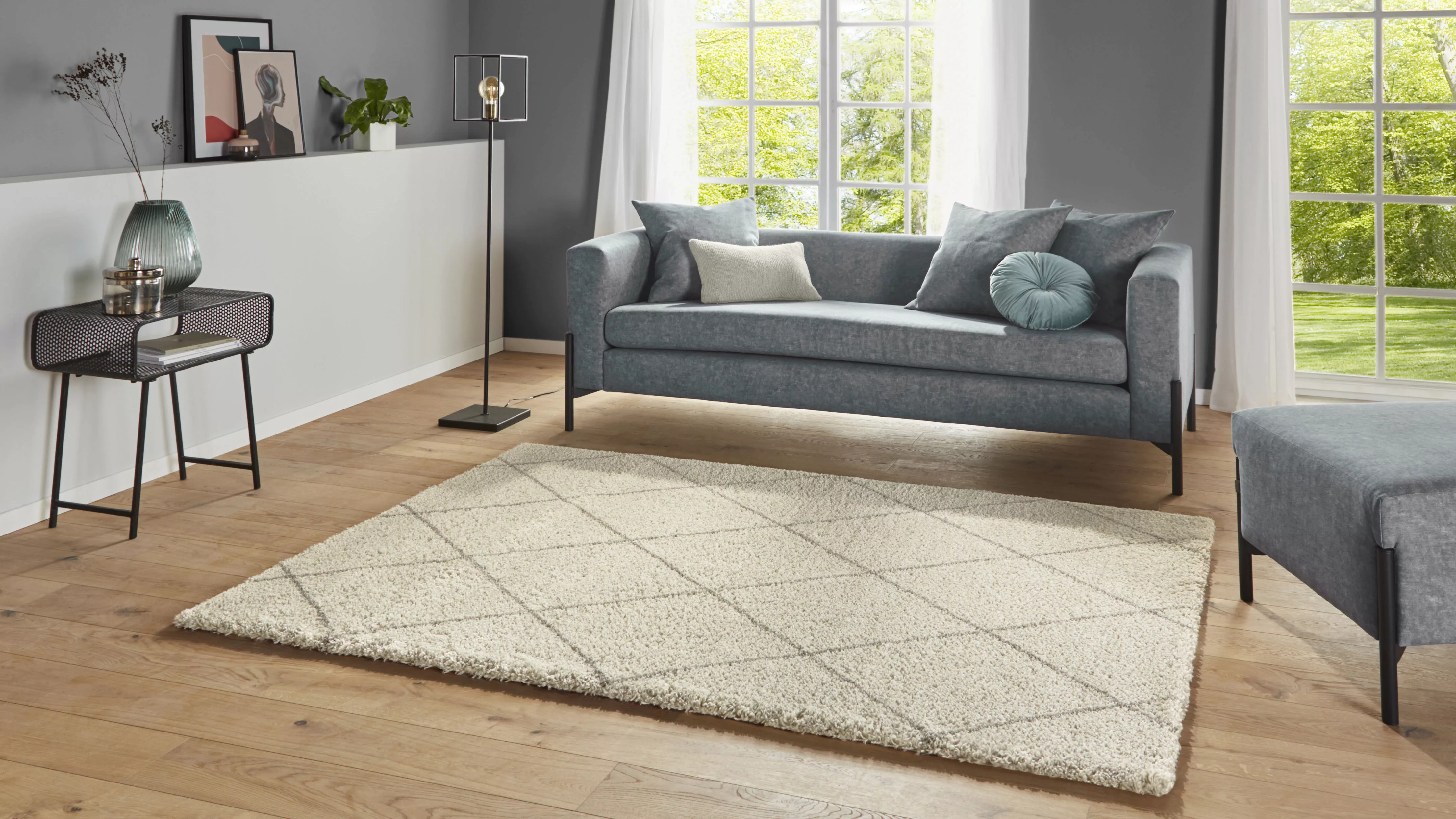 Leonique Hochflor-Teppich »Belle«, rechteckig, Rauten-Design, weiche Haptik günstig online kaufen