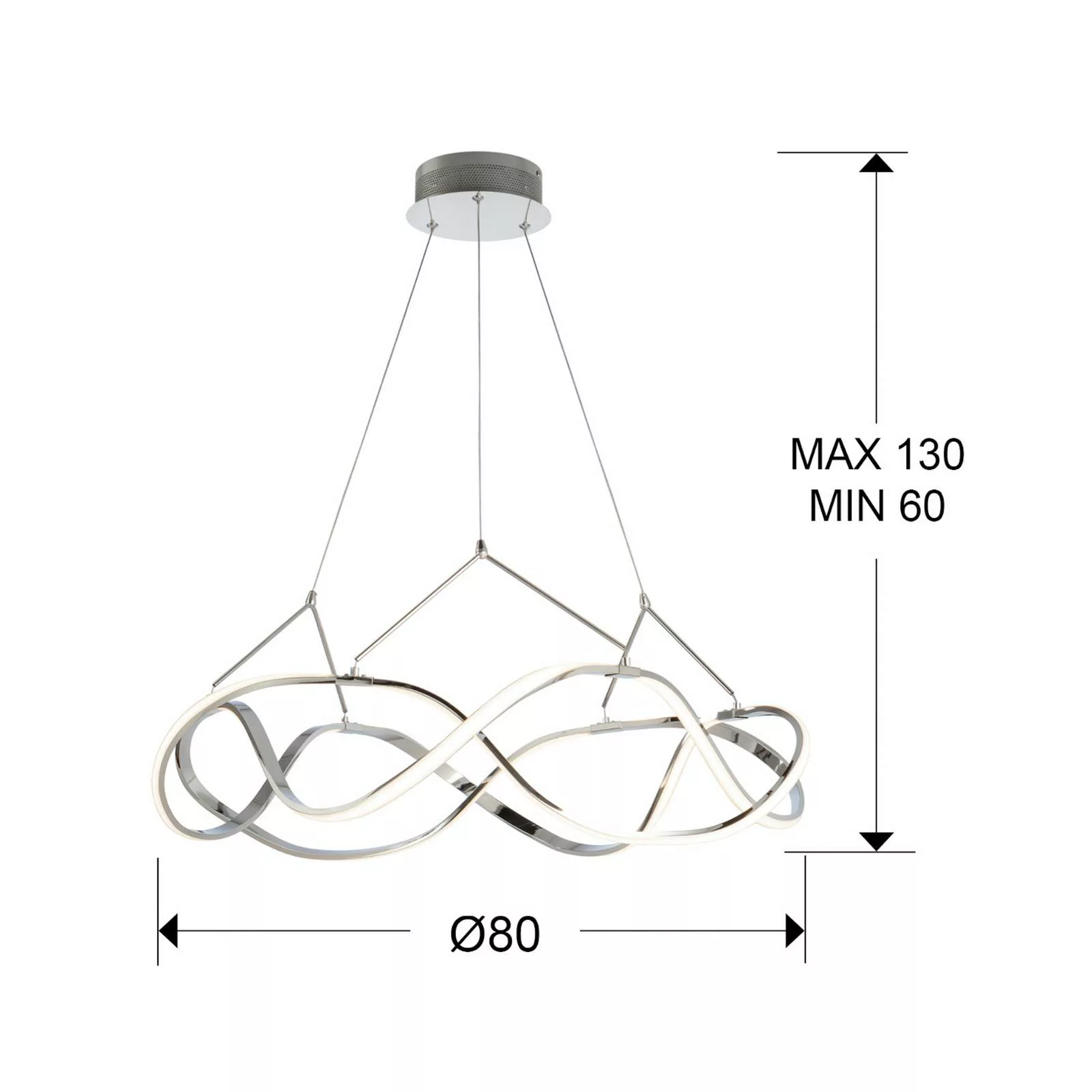 LED-Hängeleuchte Molly, remote, Ø80cm, chrom günstig online kaufen