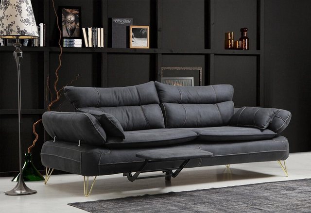 JVmoebel Sofa Schwarzer Dreisitzer Polster Couch Luxus 3-Sitzer Sofa Edelst günstig online kaufen