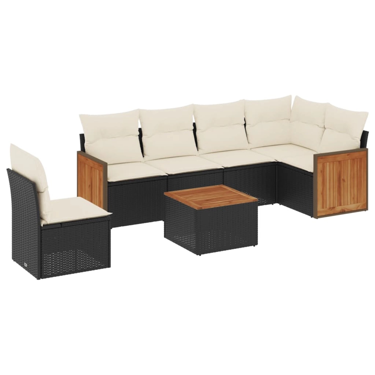 vidaXL 7-Tlg Garten-Sofagarnitur mit Kissen Schwarz Poly Rattan 3227701 günstig online kaufen