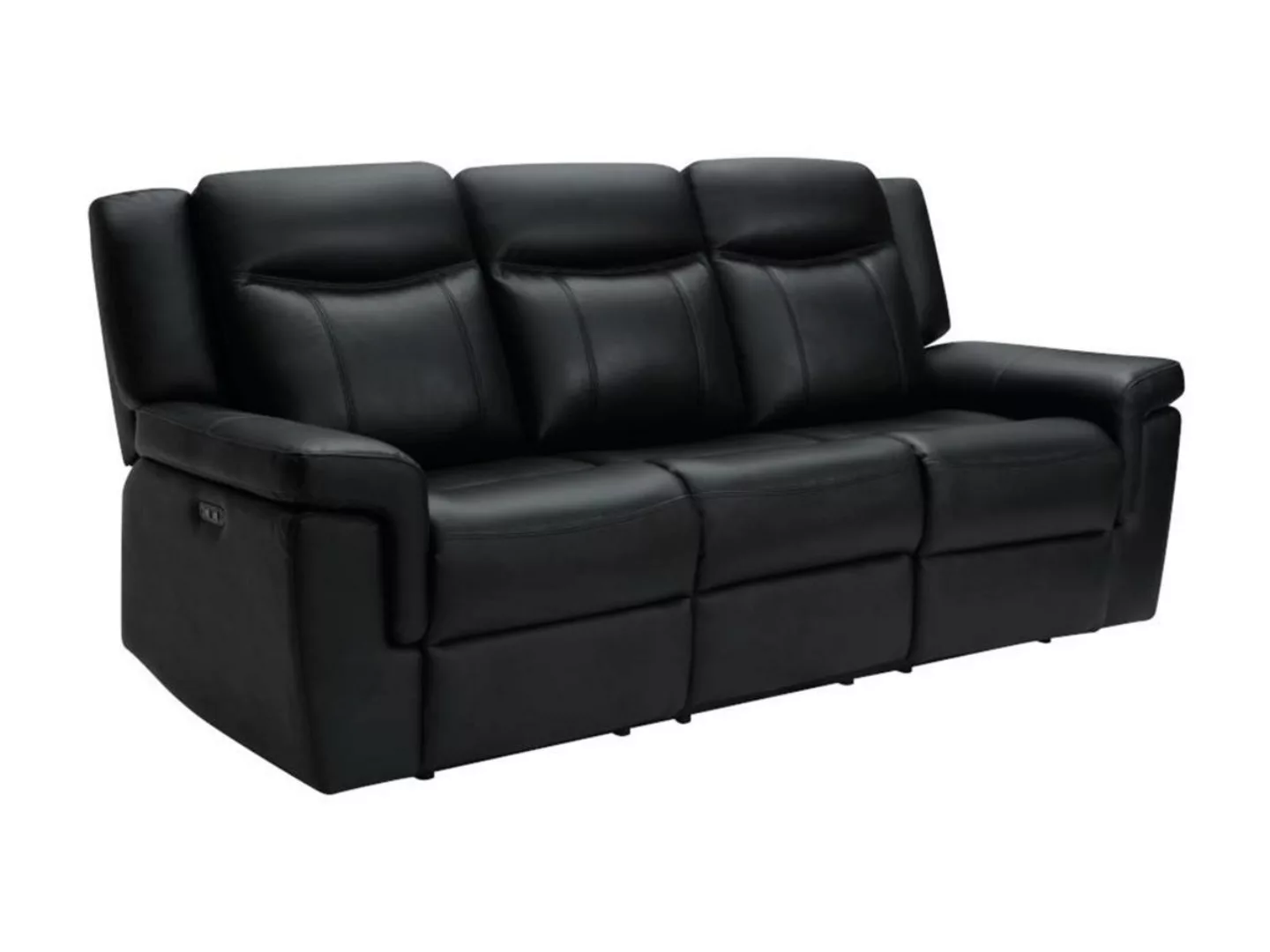 Relaxsofa elektrisch 3-Sitzer - Leder - Schwarz - KENNETH günstig online kaufen